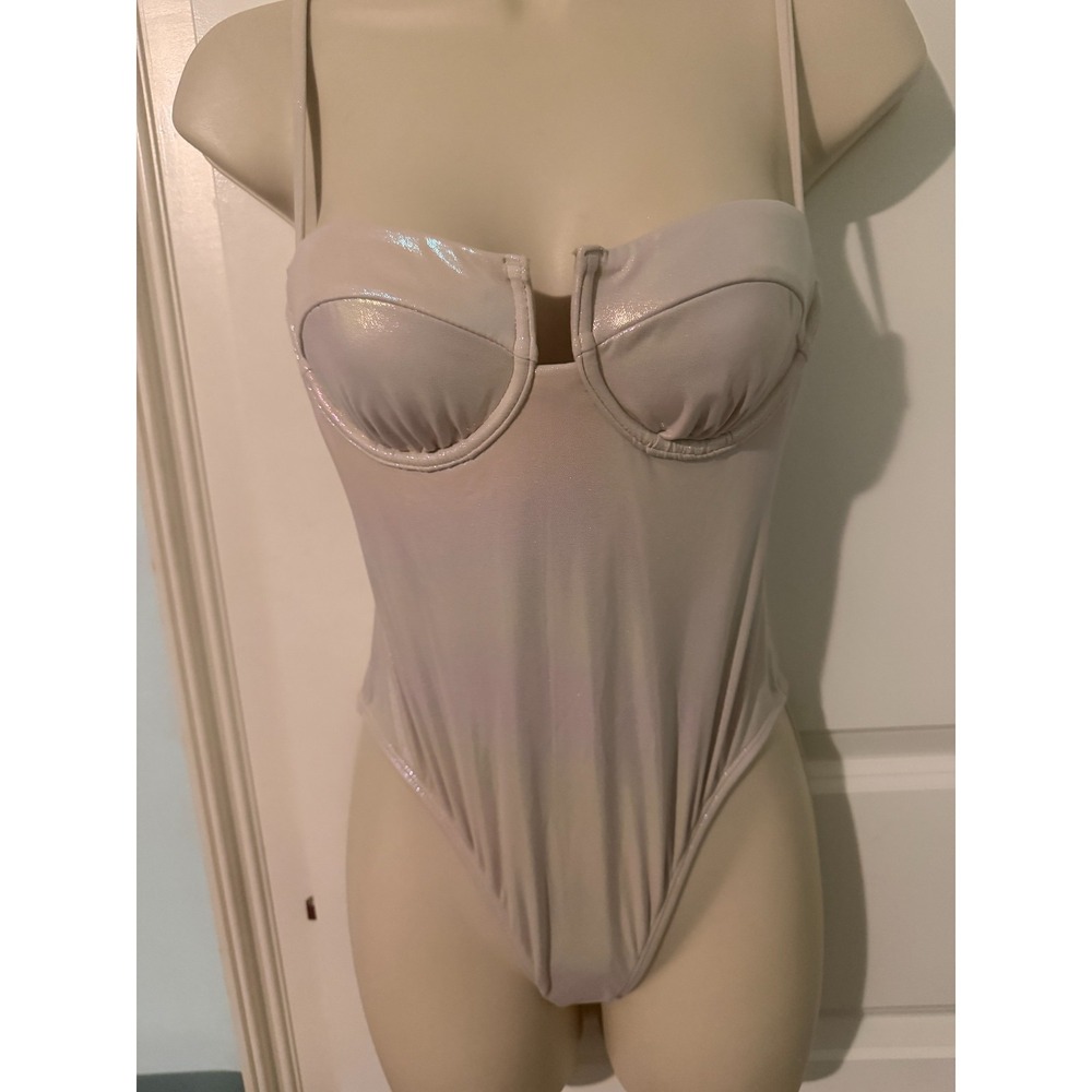 NWT No Boundaries Moonlight Pearl 1-Pc Swimsuit Cheeky High Leg S (4-6)